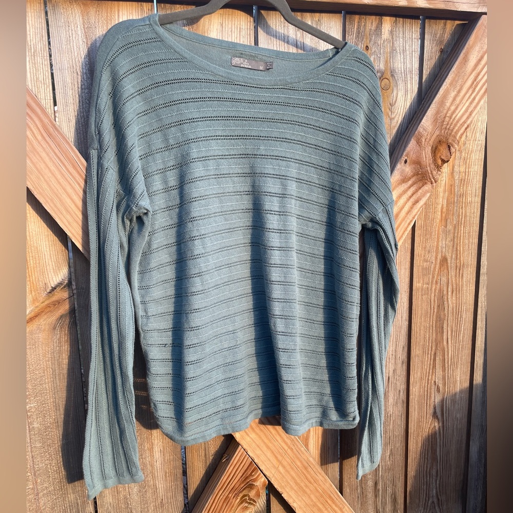 Prana Madeline Sweater. Organic Cotton. Blue/ gray. Size Medium.